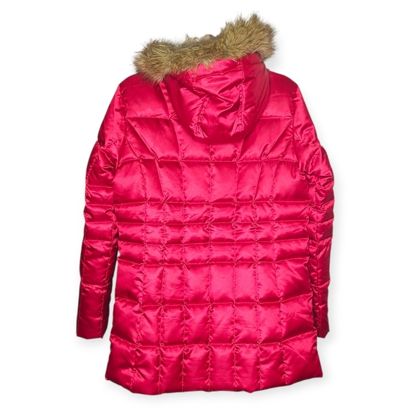 Lands’ End Goose Down Puffer Coat, Faux Fur Hood Trim, Magenta, Size Small, GUC - Picture 8 of 16
